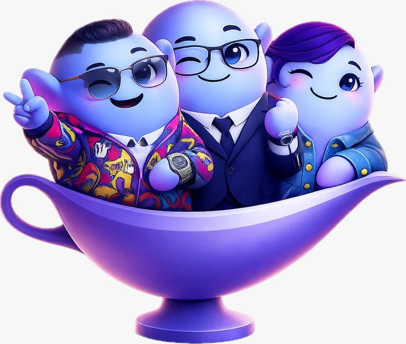 De drie GiGi's samen — Finance Bro, Droge Boekhouder en Warme Coach